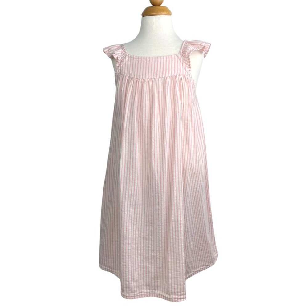 Old Navy Sleeveless Stripped Dress with Ruffle detail White and Pink 4T